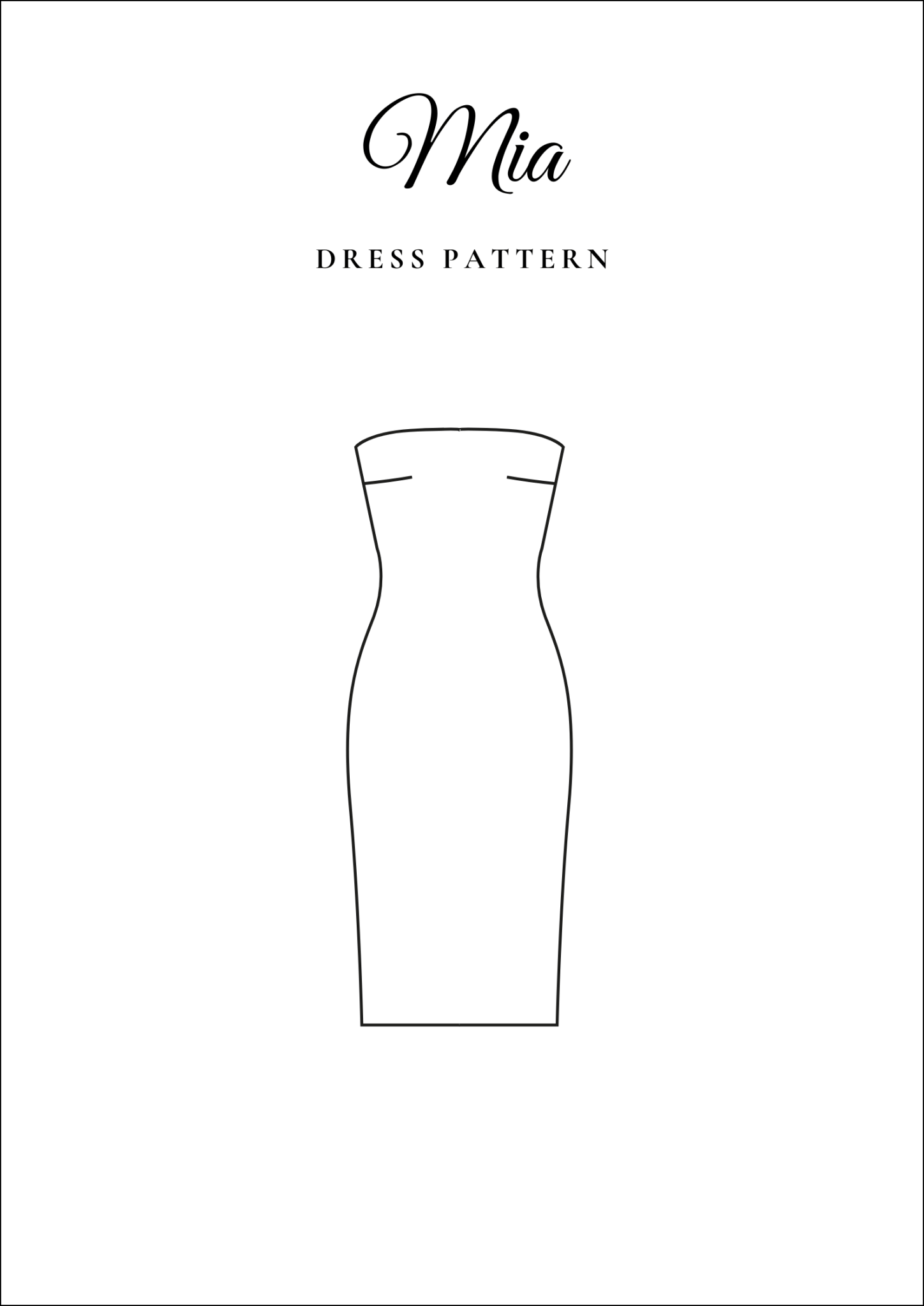 Bandeau Midi Dress Sewing Pattern PDF Strapless Side Slit "Mia" Bandeau Midi Dress Sewing Pattern PDF Strapless Side Slit "Mia"