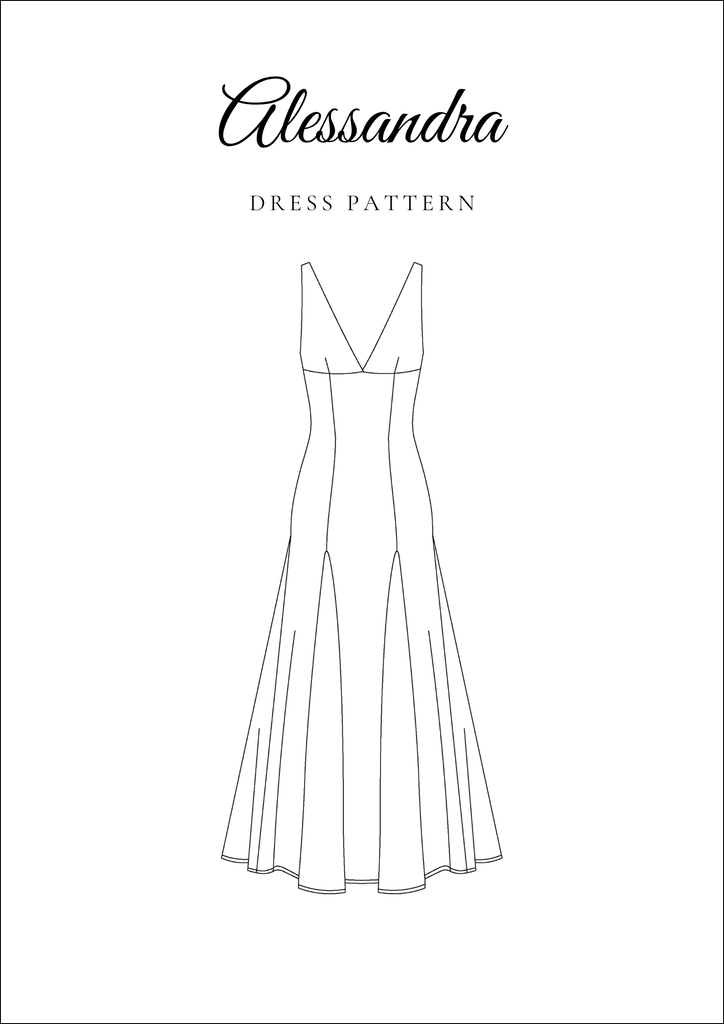 Timeless V-Neck Maxi Dress with Godet Skirt Sewing Pattern [Alessandra]