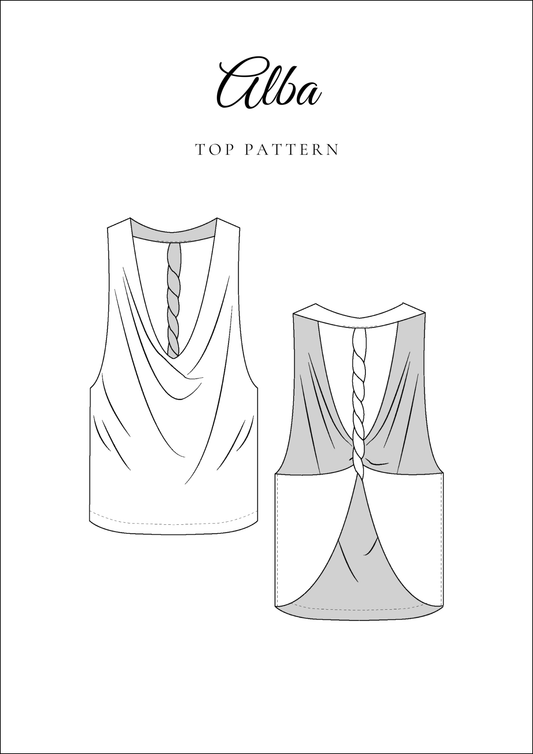 Cowl Neck Backless Top PDF Sewing Pattern — Alba — Elegant Draped Style — Friedlies