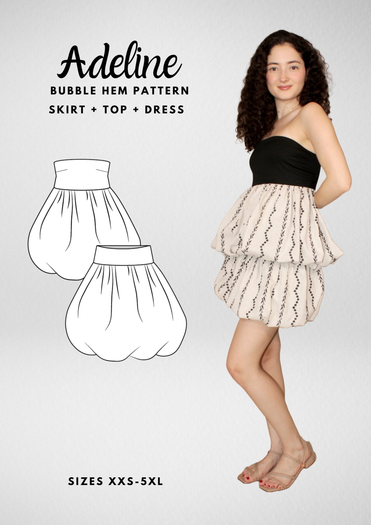Bubble Hem Top, Dress and Skirt Sewing Pattern [Adeline Top, Dress and Skirt] - Friedlies