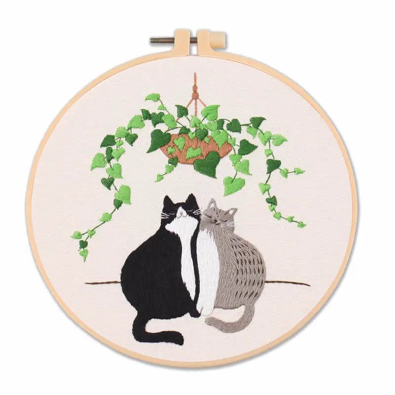 Cat Embroidery Kit - Two Cats - Friedlies