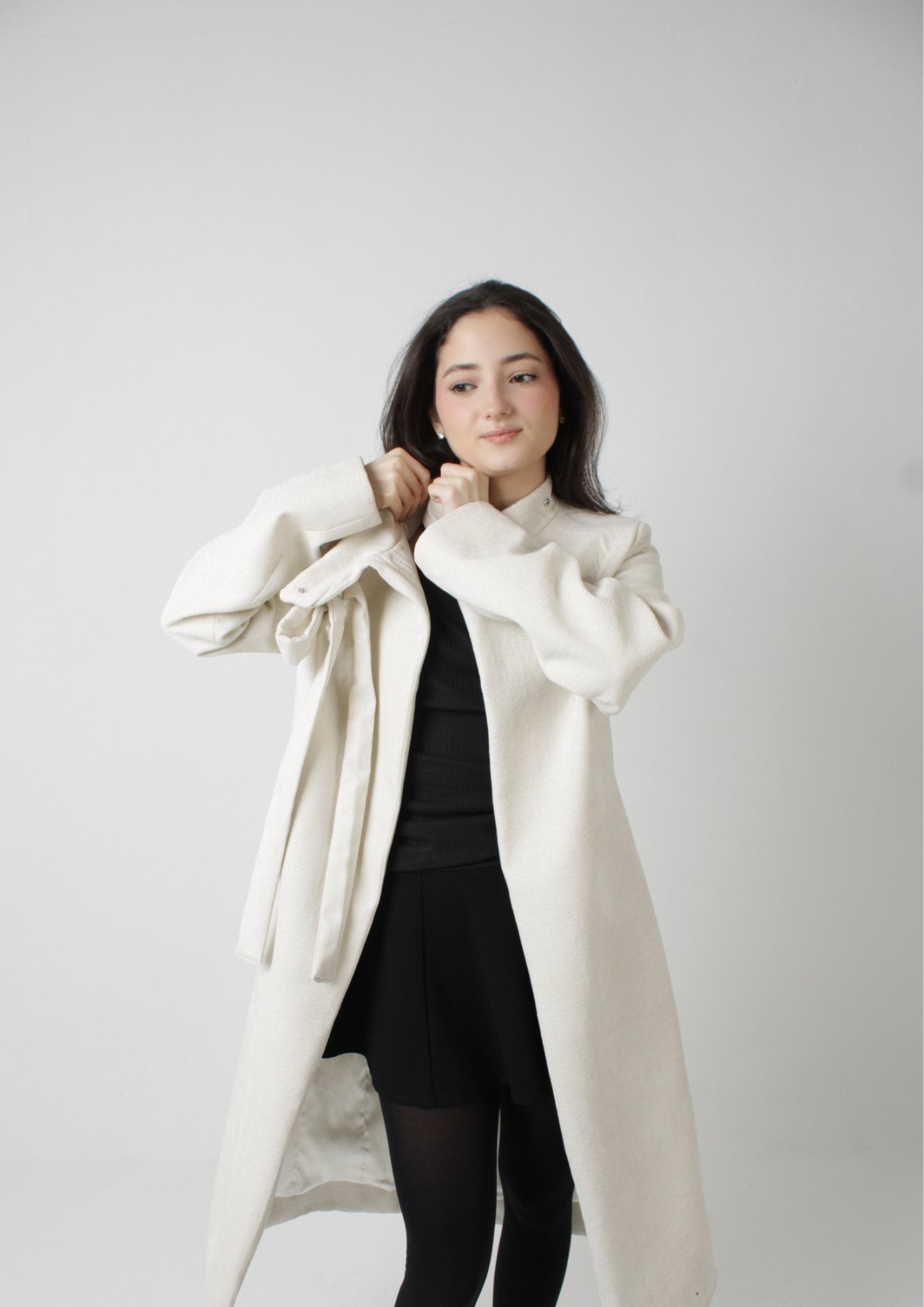 Classic Long - Sleeve Coat with Bow Accent Sewing Pattern [Giselle] - Friedlies