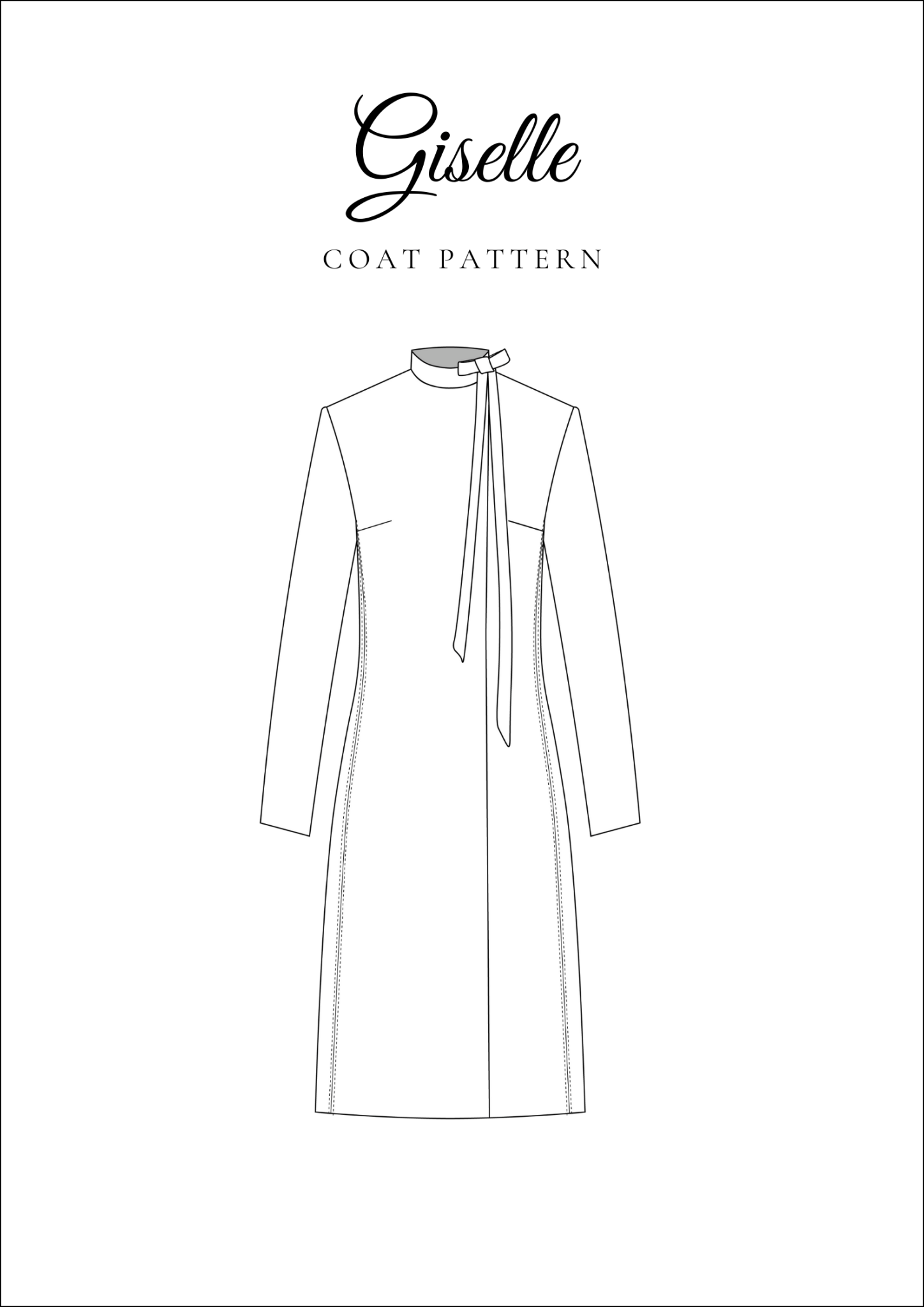 Classic Long - Sleeve Coat with Bow Accent Sewing Pattern [Giselle] - Friedlies