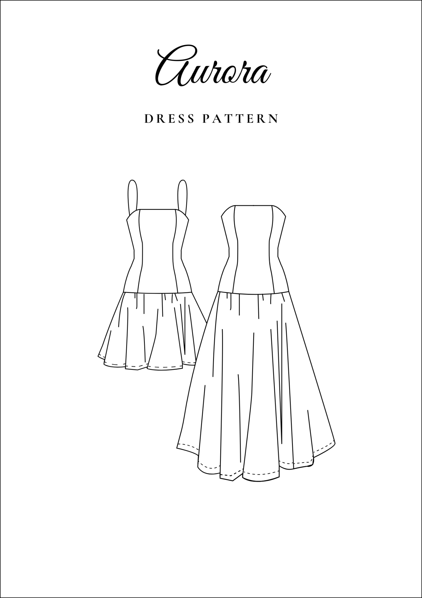 Dropped Waist Dress PDF Sewing Pattern — Aurora — Mini & Maxi Style — Friedlies