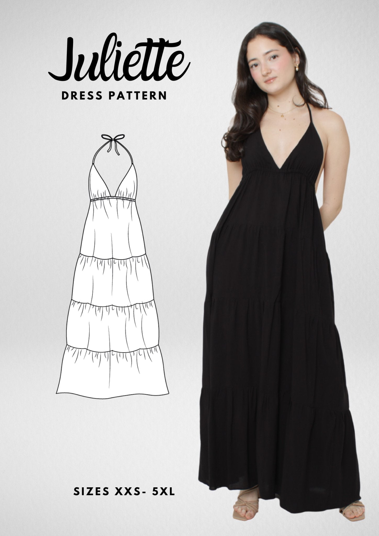 Layered Maxi Dress Sewing Pattern PDF Friedlies Layered Maxi Dress Sewing Pattern PDF Friedlies