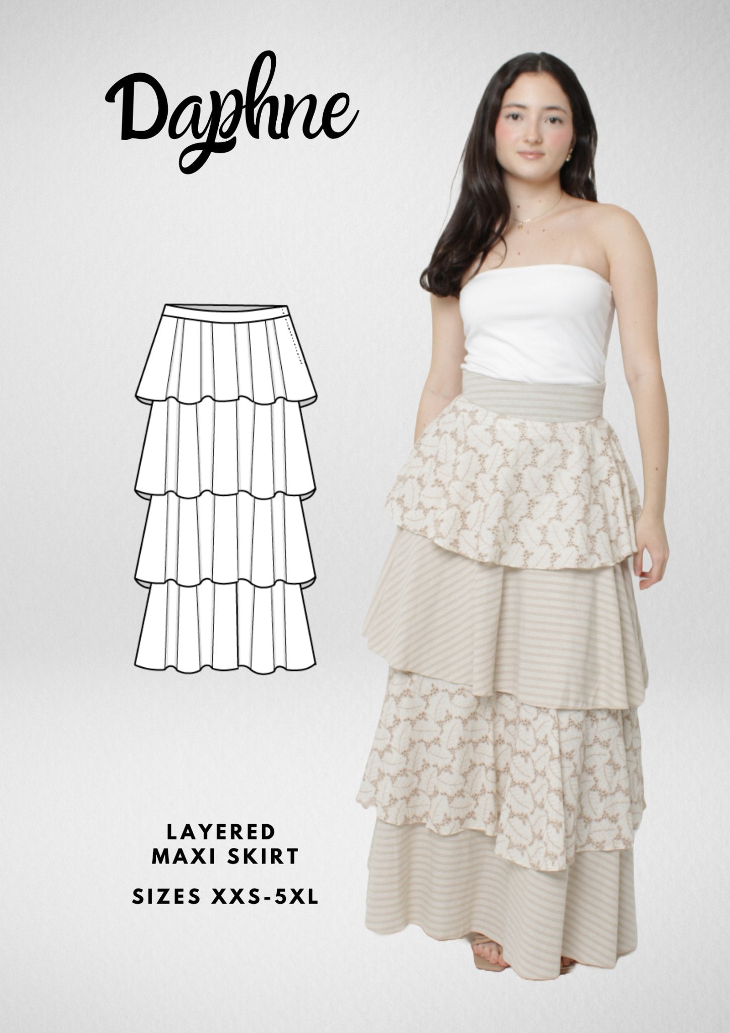 Maxi Layered Skirt Sewing Pattern Daphne Skirt Friedlies