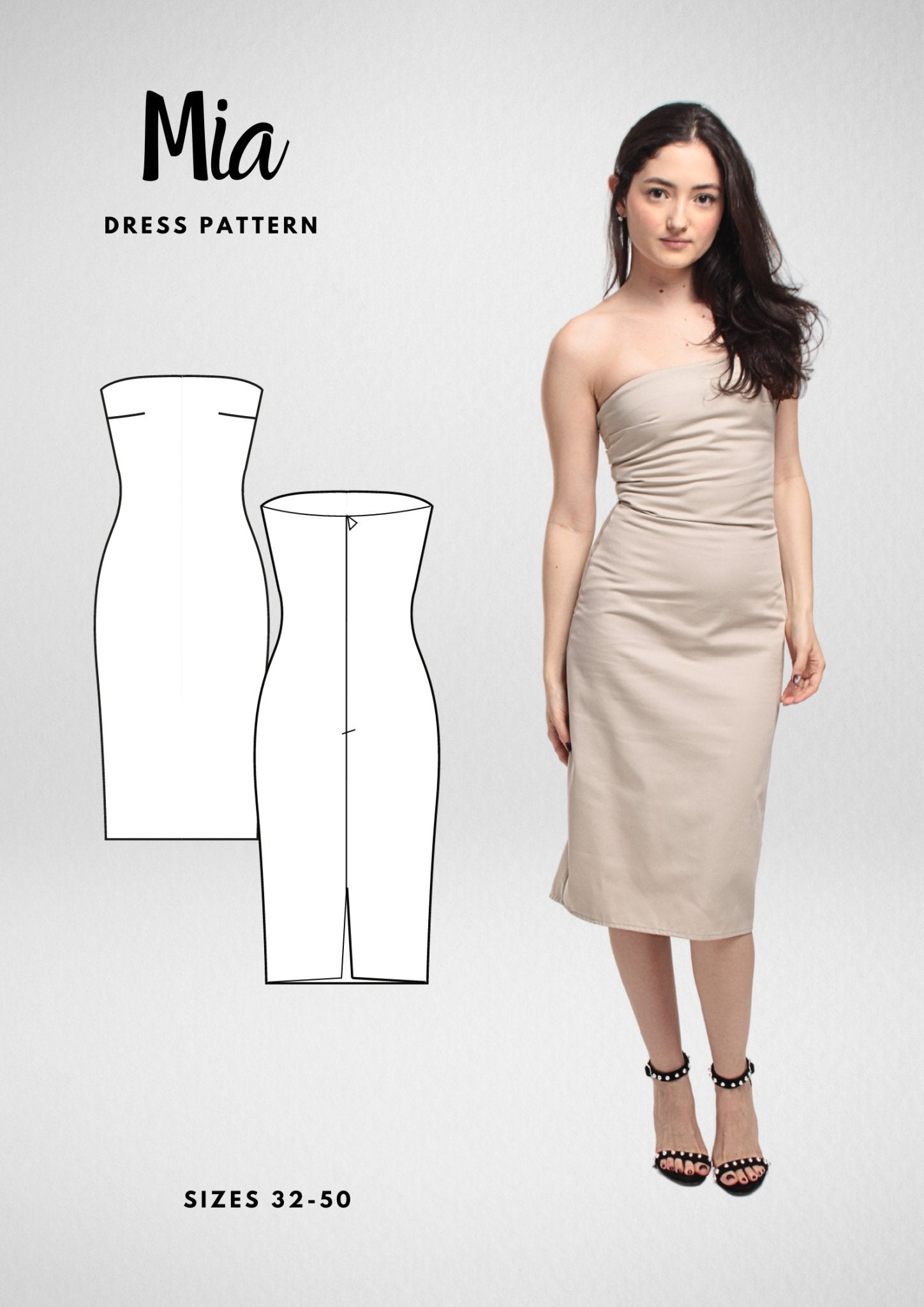 Midi Bandeau Strapless Dress Side / Back Slit Variant [Sewing Pattern - 