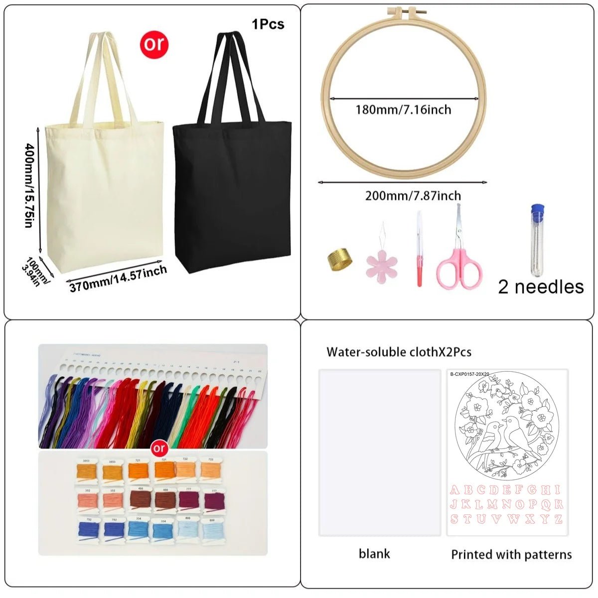 Pink birds Embroidery Bag Kit - Friedlies