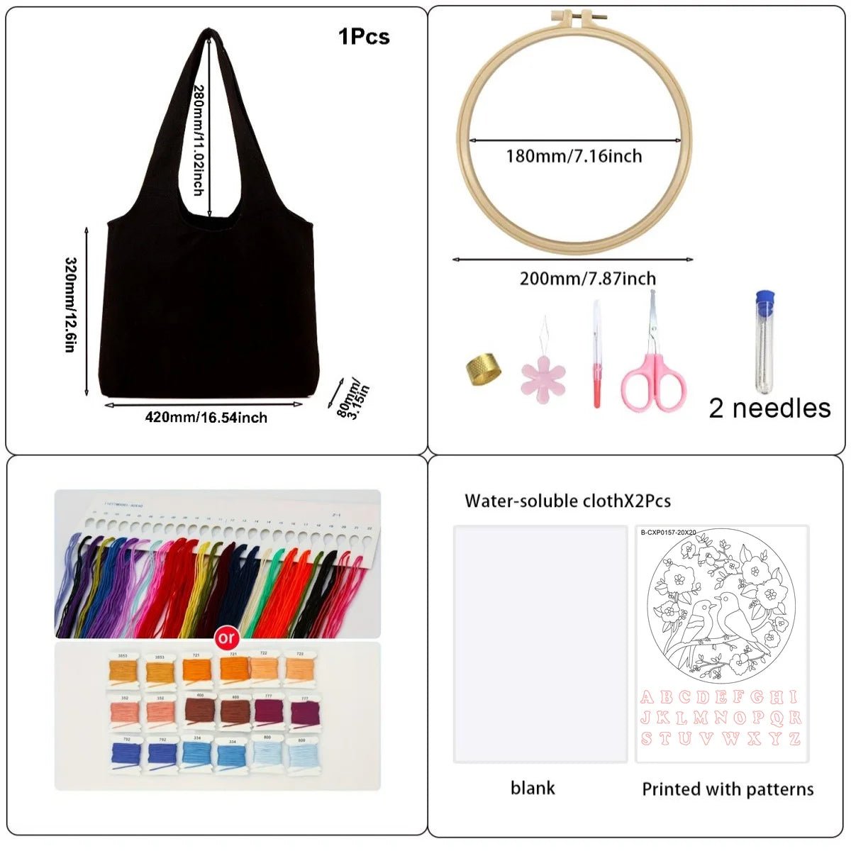 Pink birds Embroidery Bag Kit - Friedlies