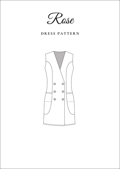 Button-Down Dress with Pockets PDF Sewing Pattern — Rose — Preppy Style — Friedlies