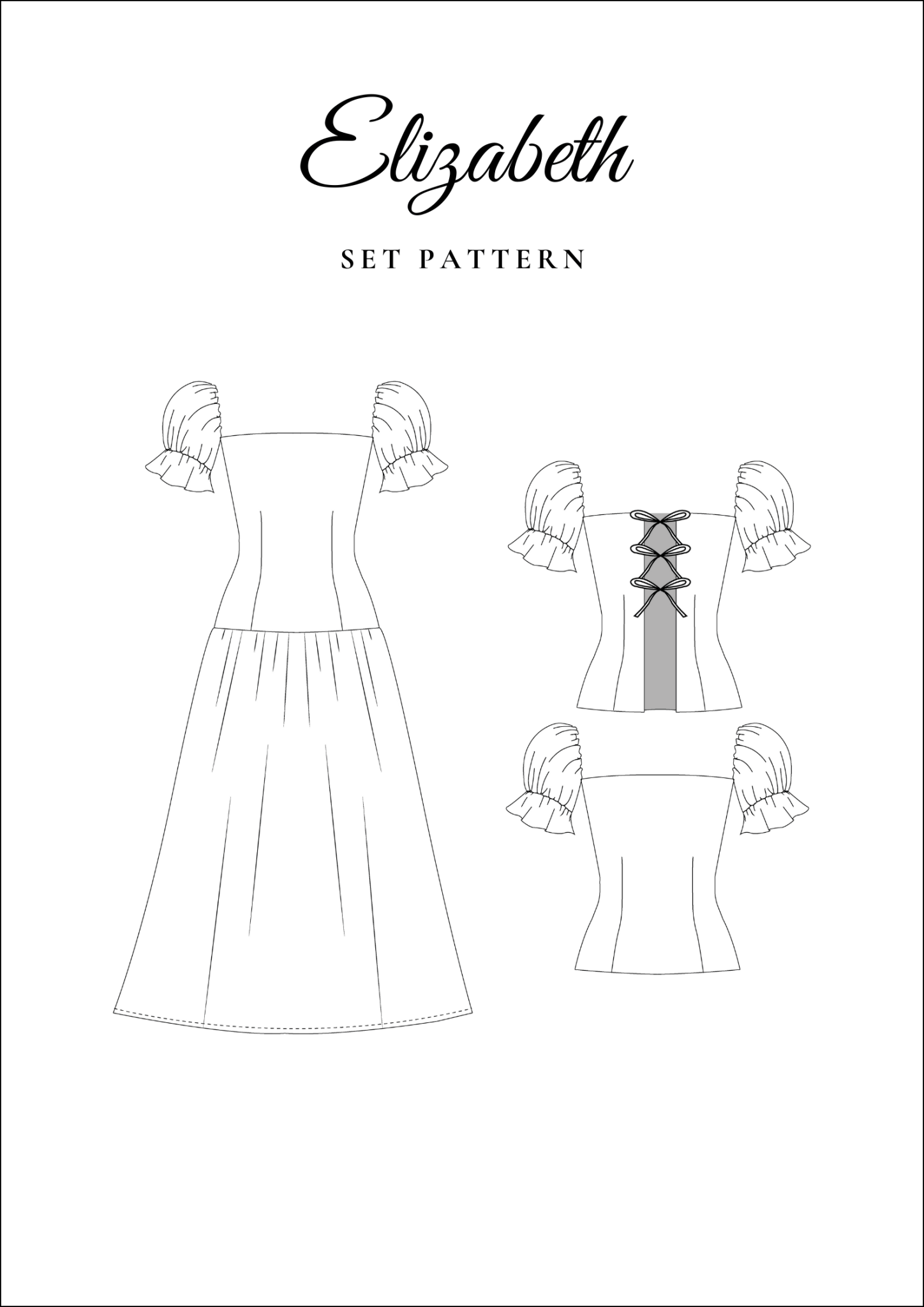 Princess Style Dress and Bow Tops Sewing Pattern [Elizabeth] - Friedlies