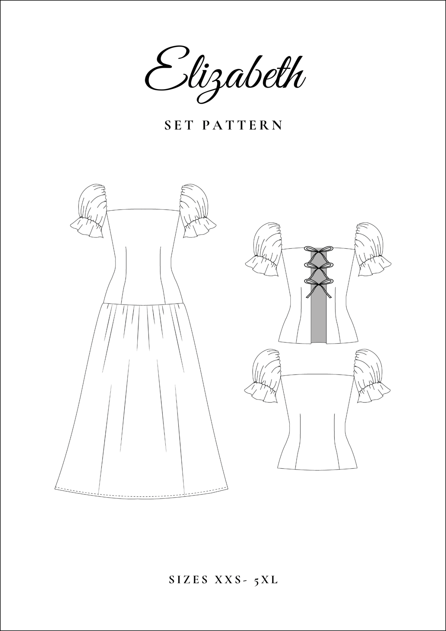 Princess Style Dress and Bow Tops Sewing Pattern [Elizabeth] - Friedlies