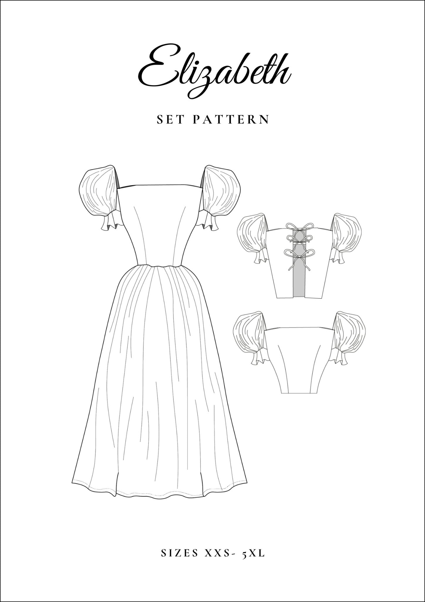 Princess Style Dress and Bow Tops Sewing Pattern [Elizabeth] - Friedlies