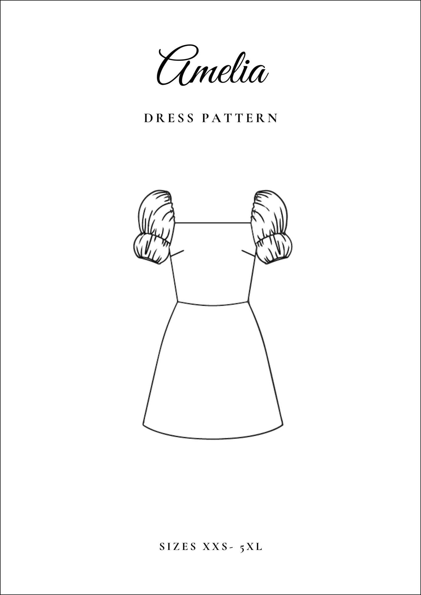 Romantic Puffy Sleeves A - Line Dress [Sewing Pattern - 