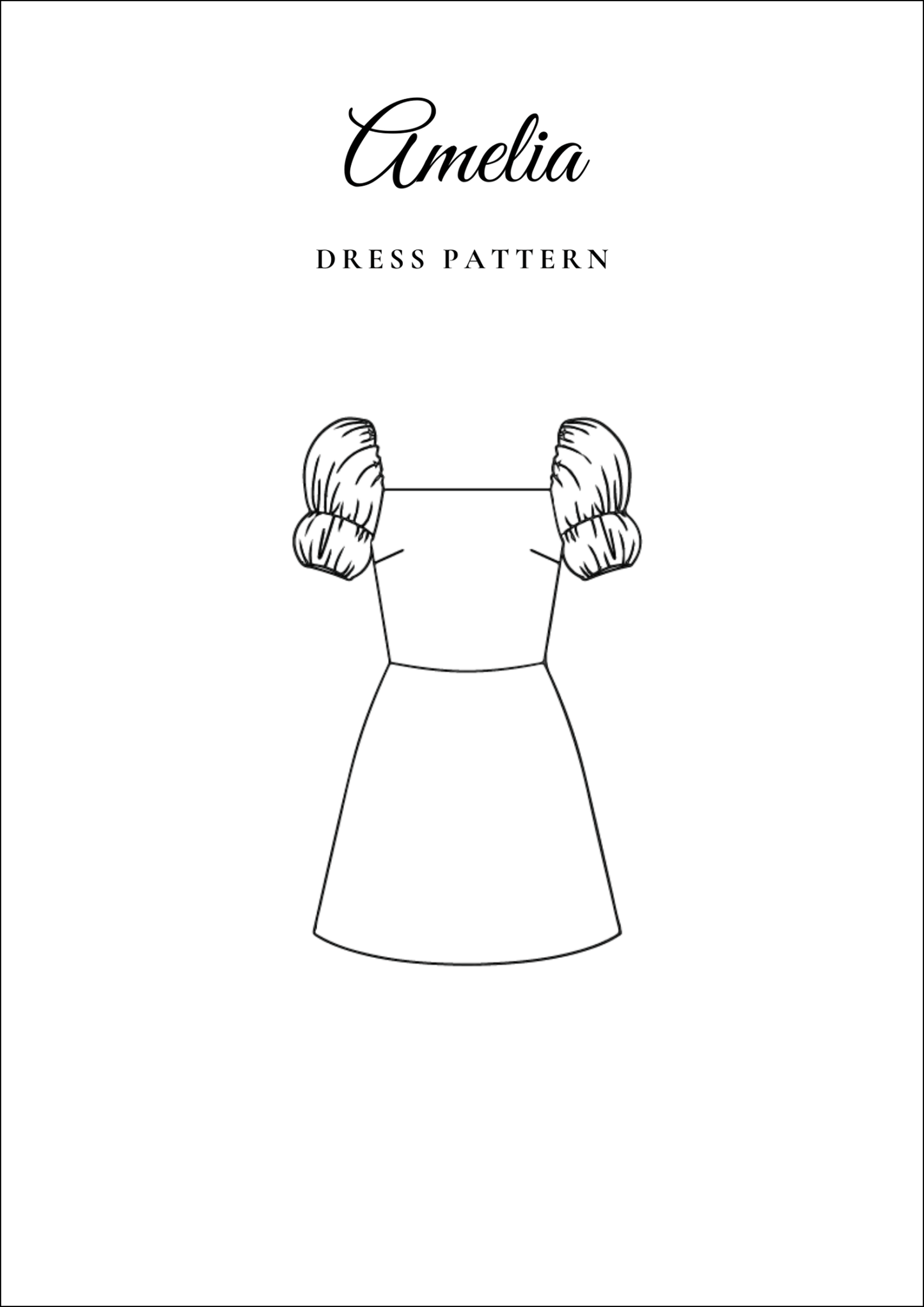 Puff Sleeve A-Line Dress PDF Sewing Pattern — Amelia — Romantic Style — Friedlies