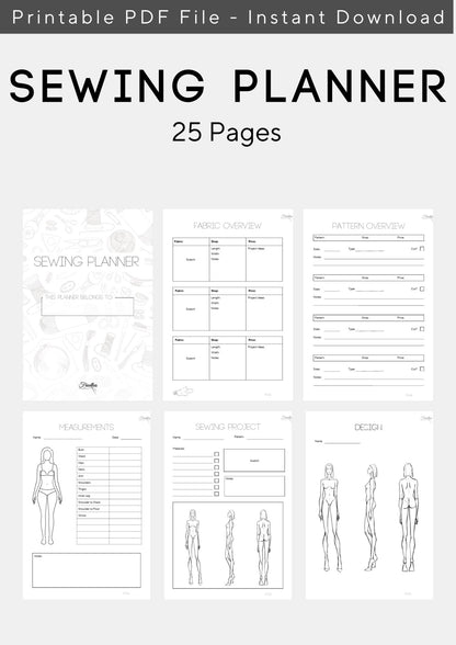 Printable Sewing Planner PDF — Organiser for Sewists & Students — Friedlies